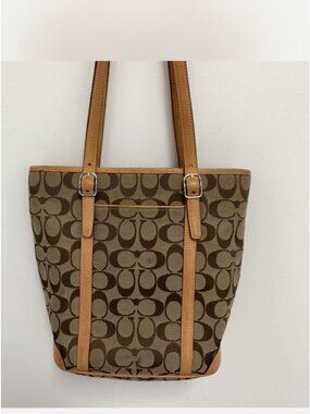 Coach 6612 Medium Signature Canvas Leather City Tote Shoulder Bag Handbag